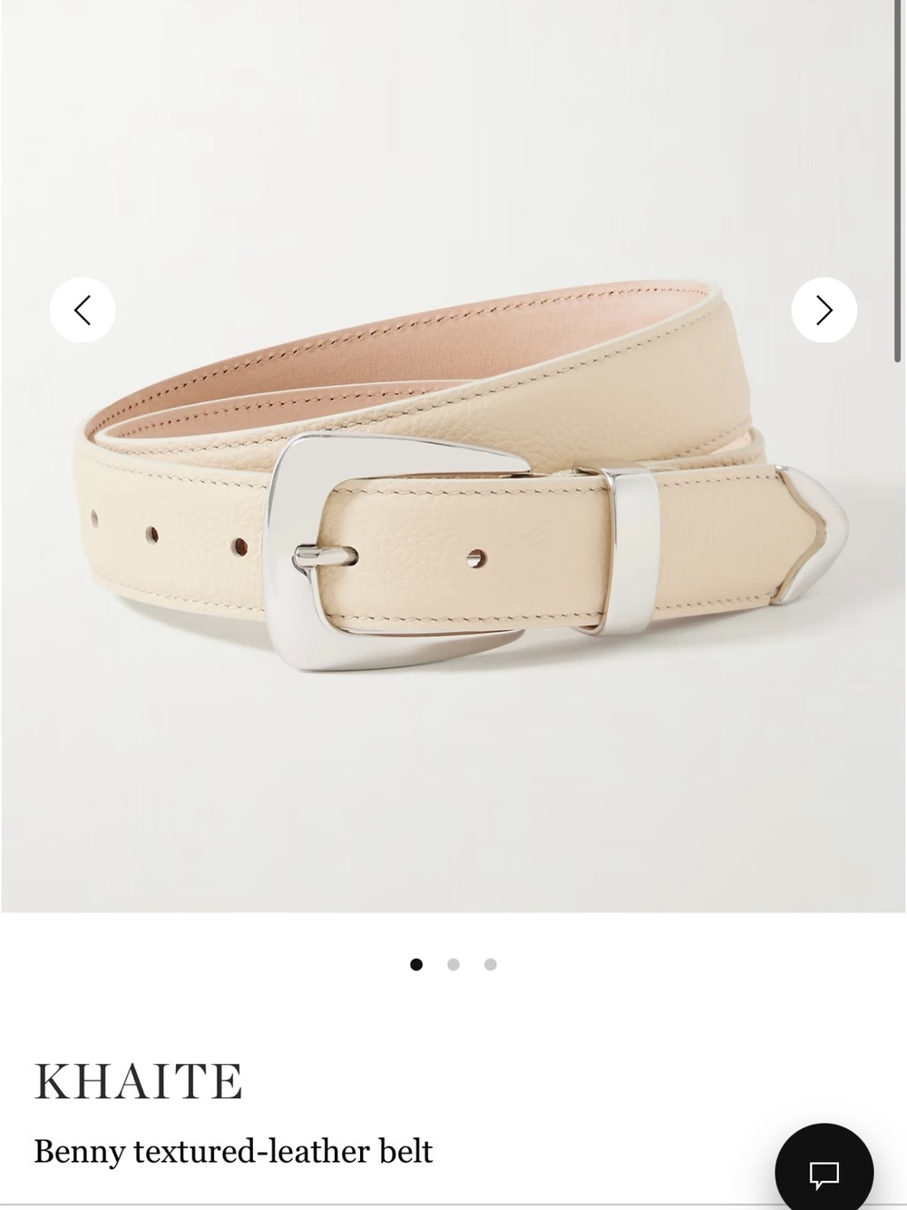 KHAITE Ivory Benny Leather Belt with Silver Buckle